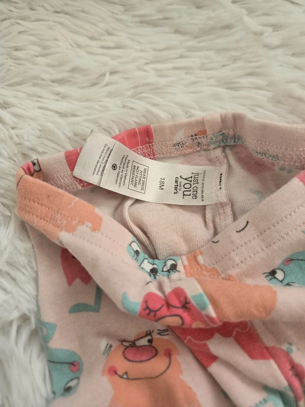 Carter's Mint Top & Coral Monster Print Pajama Set